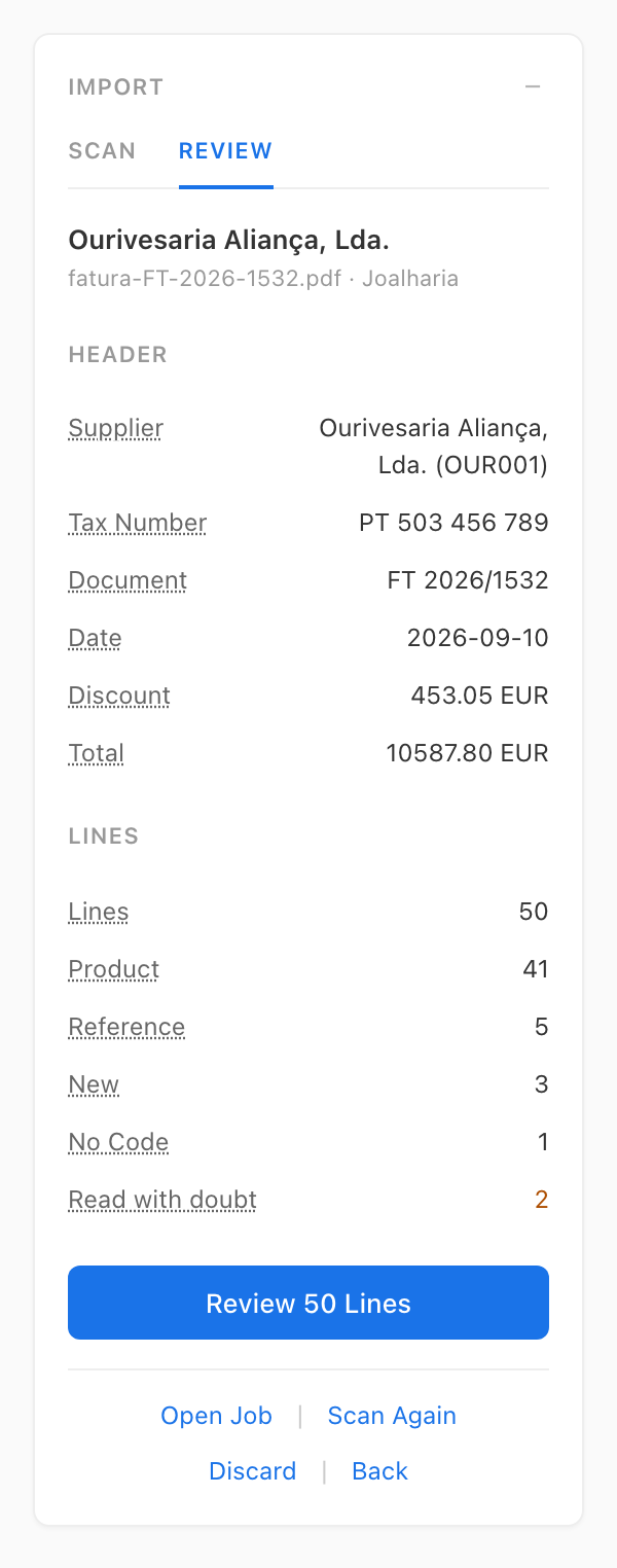 Sidebar review of a scanned document