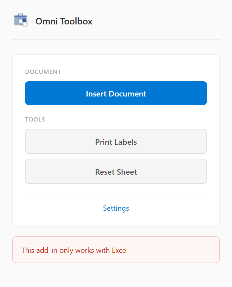 Taskpane actions panel