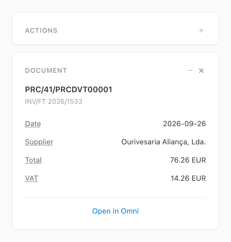 Taskpane document panel