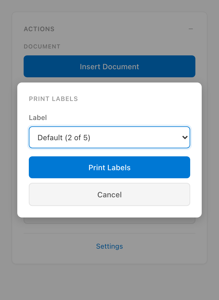 Taskpane labels picker